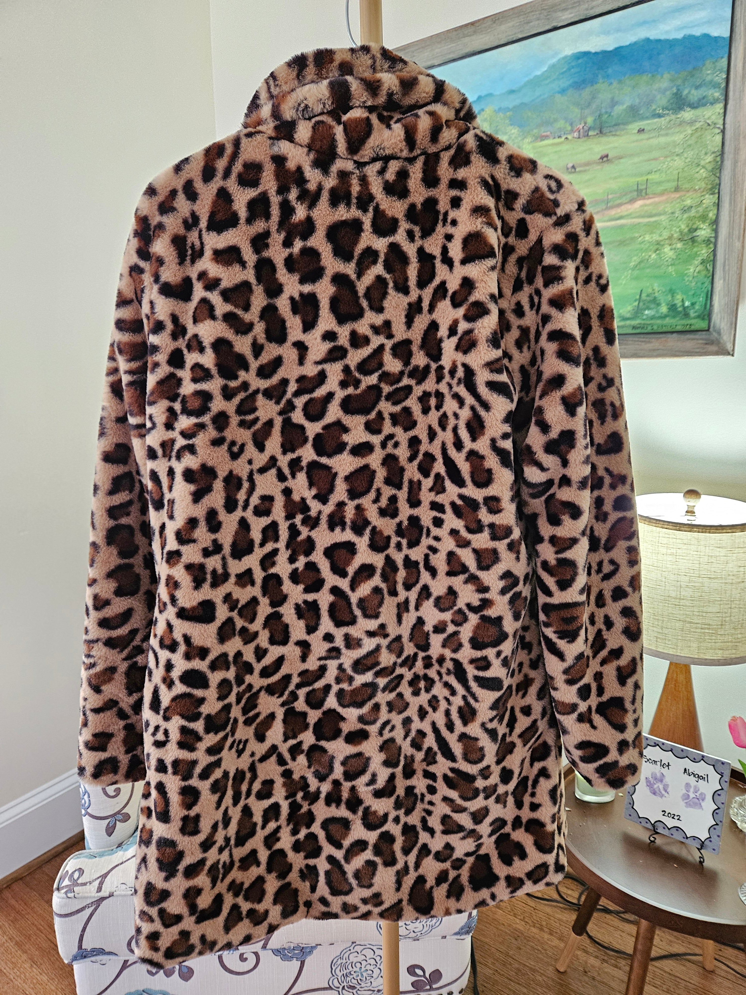Love Tree Leopard Print Teddy Jacket Sz Lg