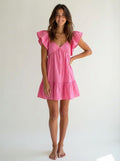 Day & Moon Pink Flutter Sleeve Mini Dress Sz M