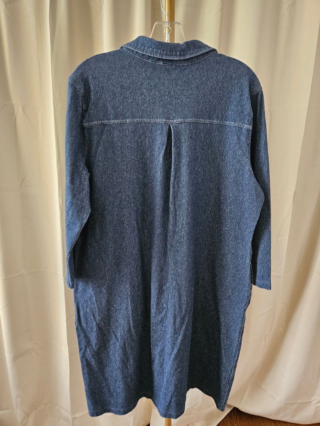 Women with Control Denim Long Sleeve Dress with Pockets – Large