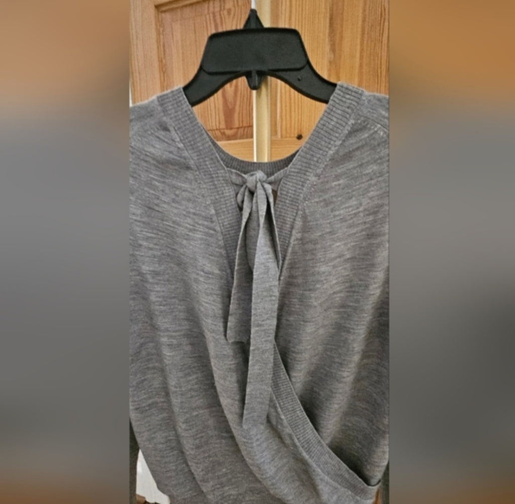 J.Crew Grey Lightweight Wrap Sweater. Ties in back Size Medium