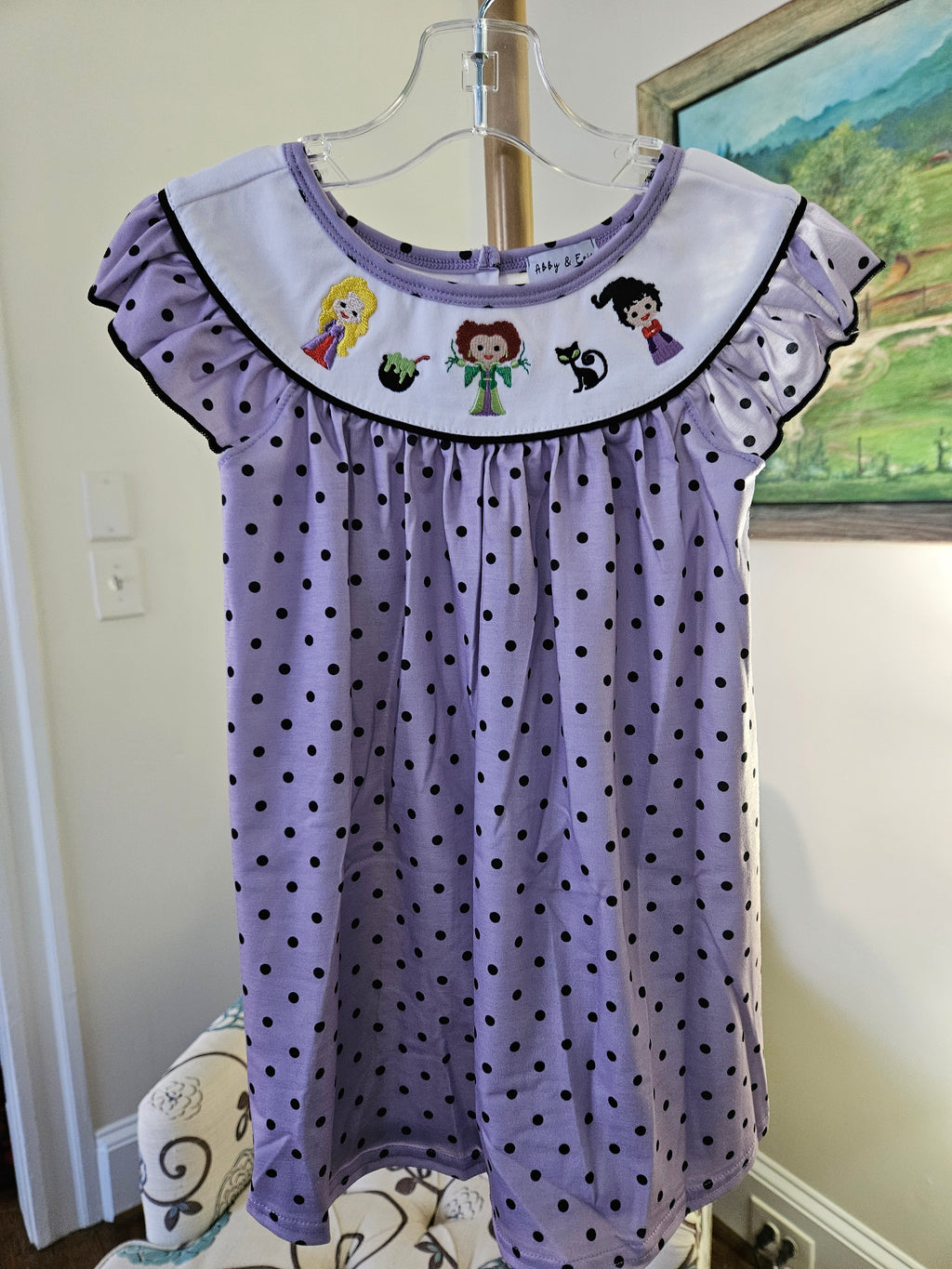 Abby & Evie Purple Polka Dot Hocus Pocus Dress Sz 2