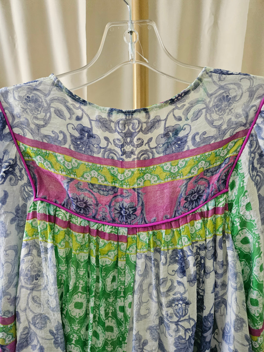 J.NNA Multi-Pattern Tunic Dress with Sheer Sleeves & Pockets |