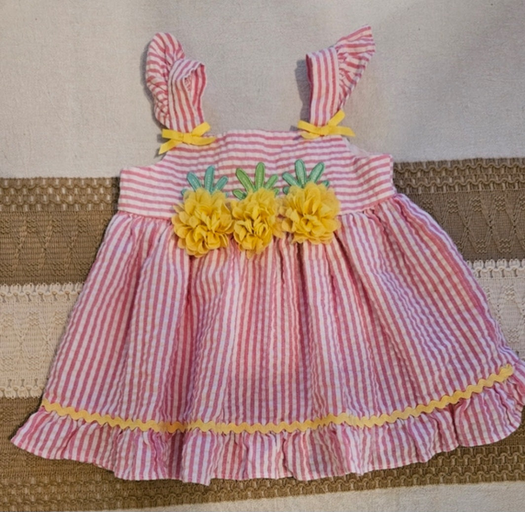 Good Lad Green and Pink Striped Dresses Sz 12M