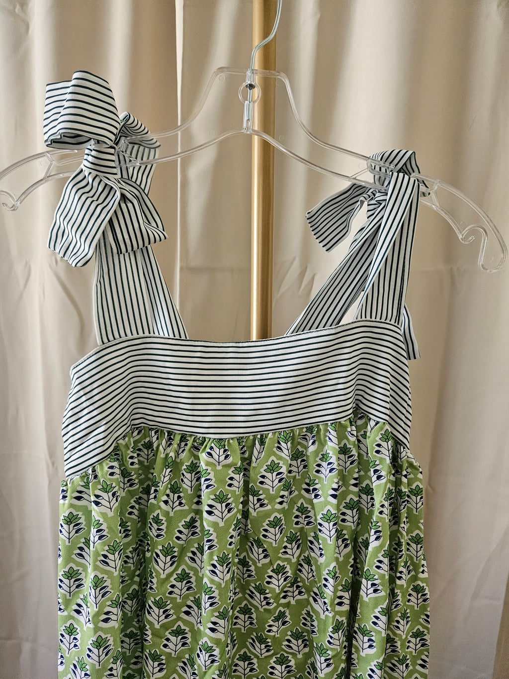 Rosa Clothing Tie Shoulder Spring Sundress Mini Green Blue