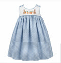 Three Sisters Charming Blue Checkered Kids Dress with Bunny Design Sz 9M