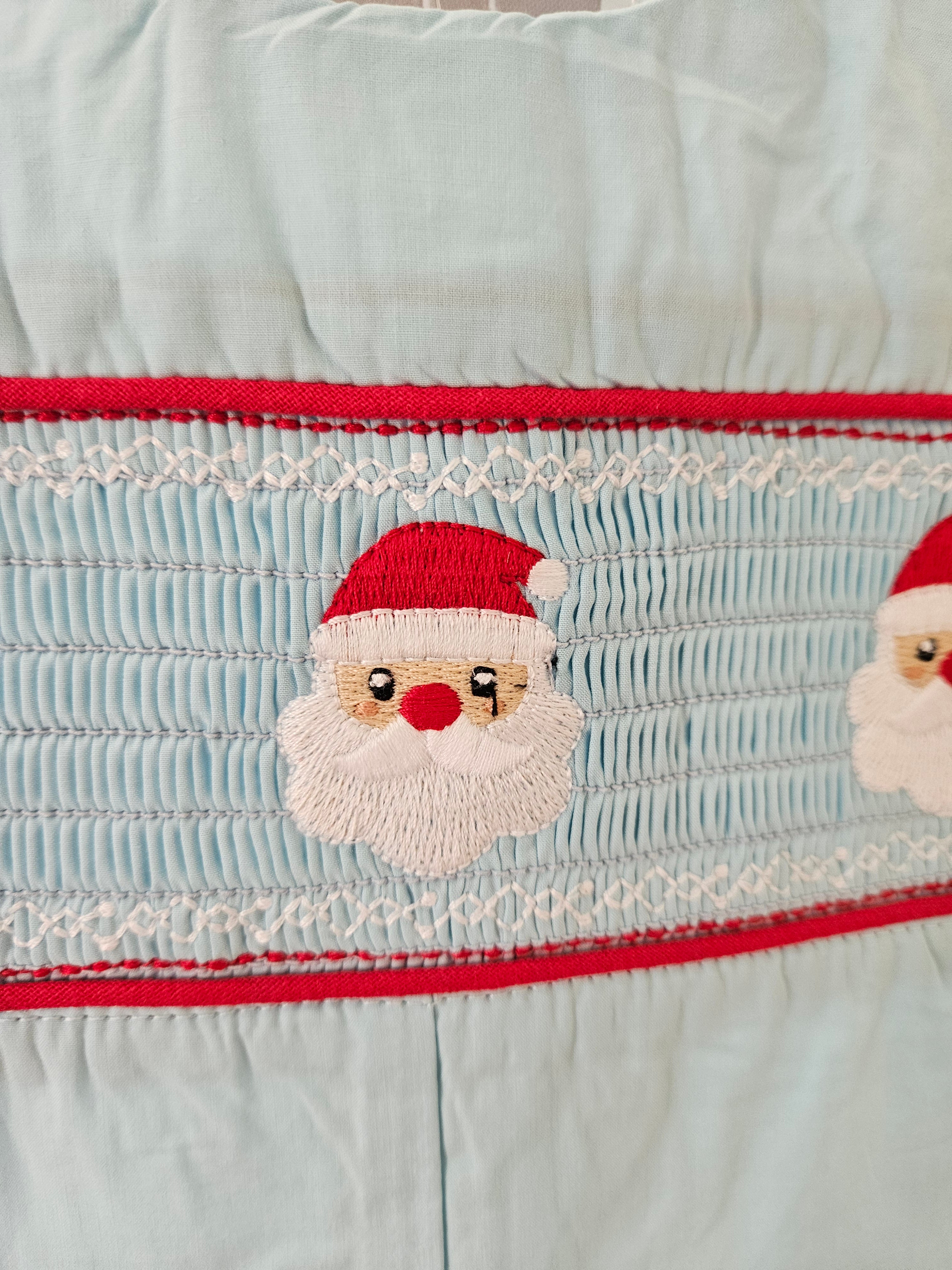 Lil Cactus NWT Light Blue Smocked Santa Jon Jon