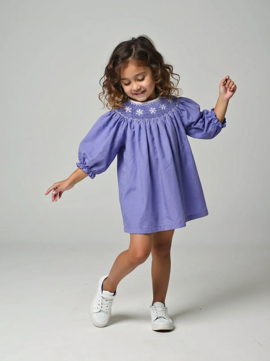 JW Jules Purple Snowflake Smocked Dress Sz 2T