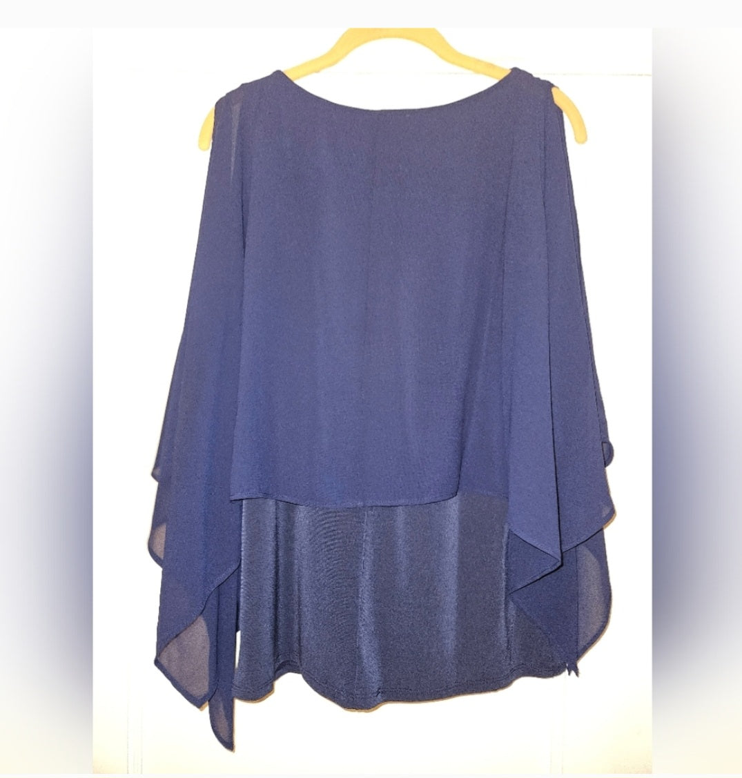 Chiffon Overlay Batwing Dressy Top Size Xsmall Kate & Mallory