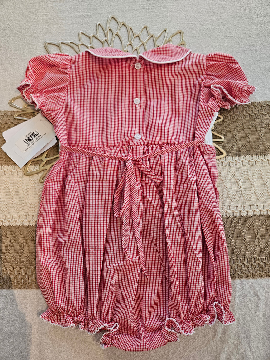 The Bailey Boys Red Gingham Christmas Baby Romper Sz 18M