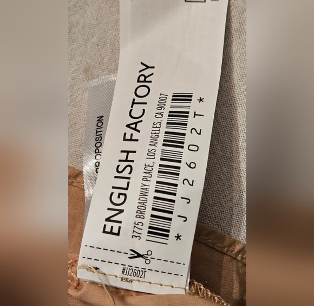 English Factory Smocked Short Sleeve Blouse w/ Button closure on back Size Small