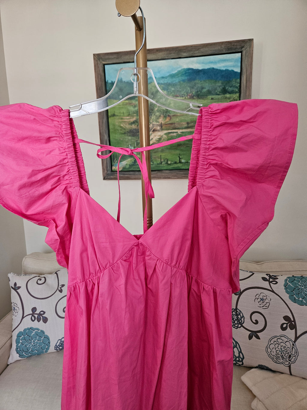 Day & Moon Pink Flutter Sleeve Mini Dress Sz M