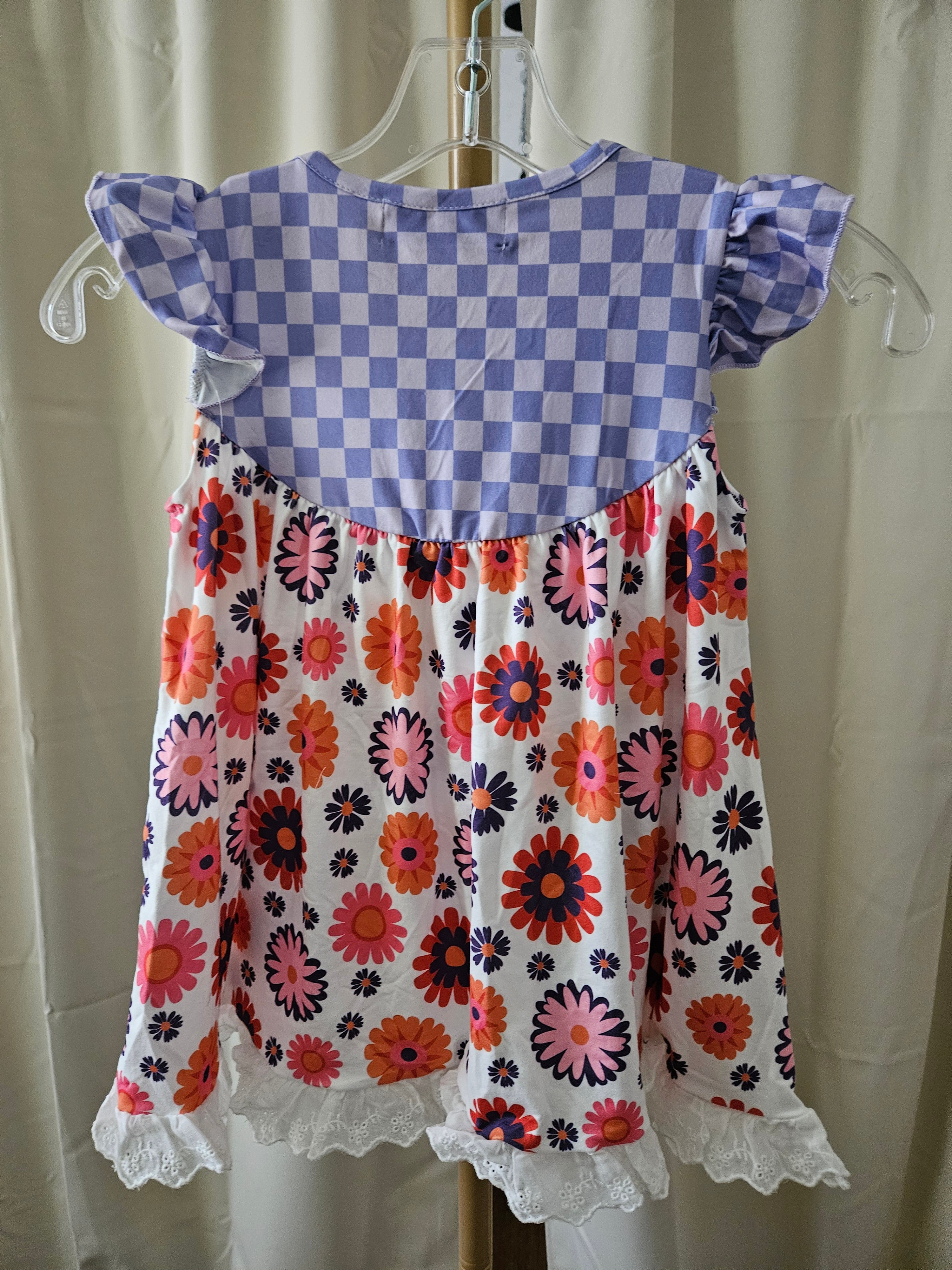 Adorable Sweetness Purple Check Flower Power Shorts Set