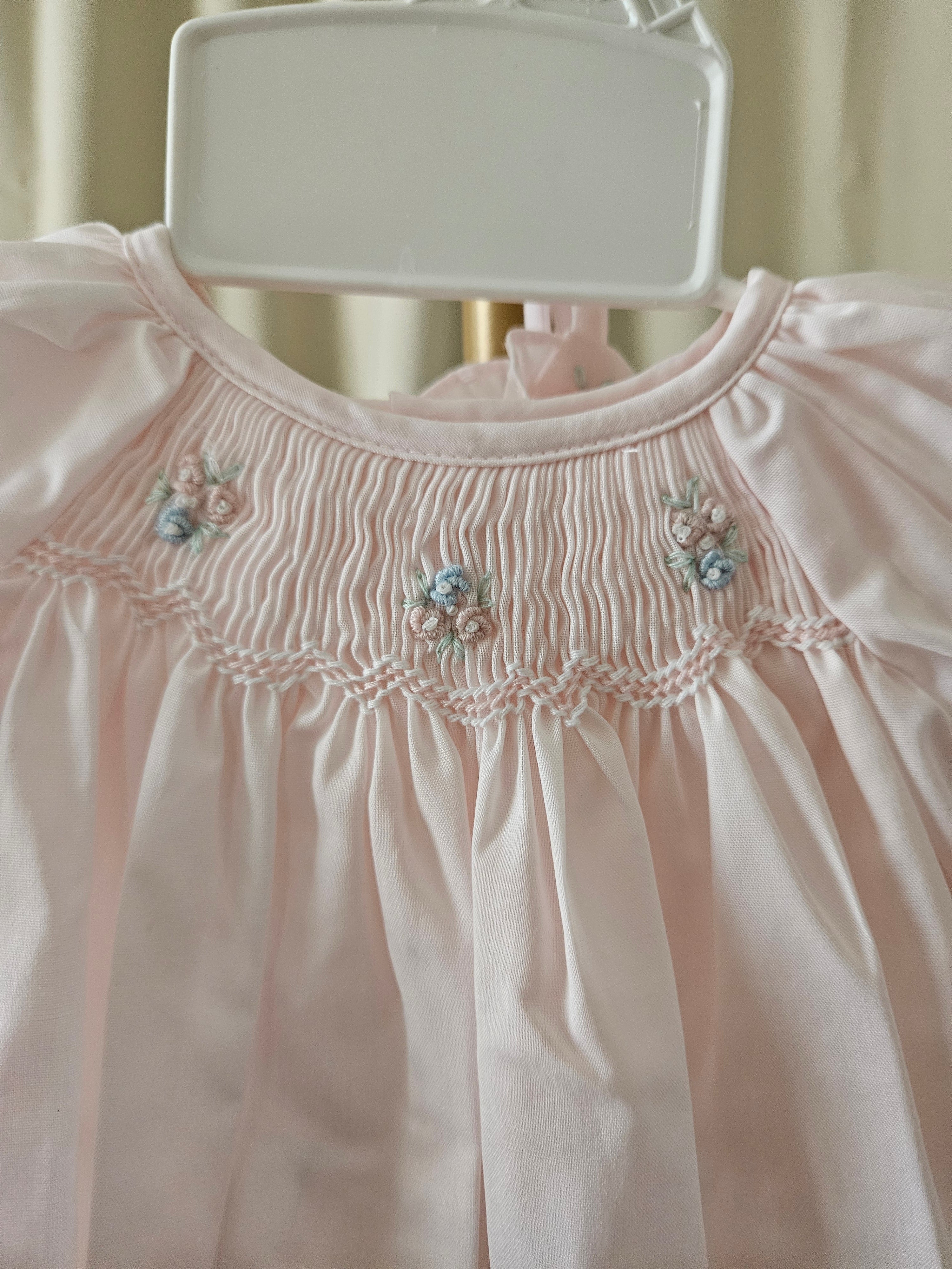 Petit Ami Pink Heirloom Novelty Smocked Bubble NB – New