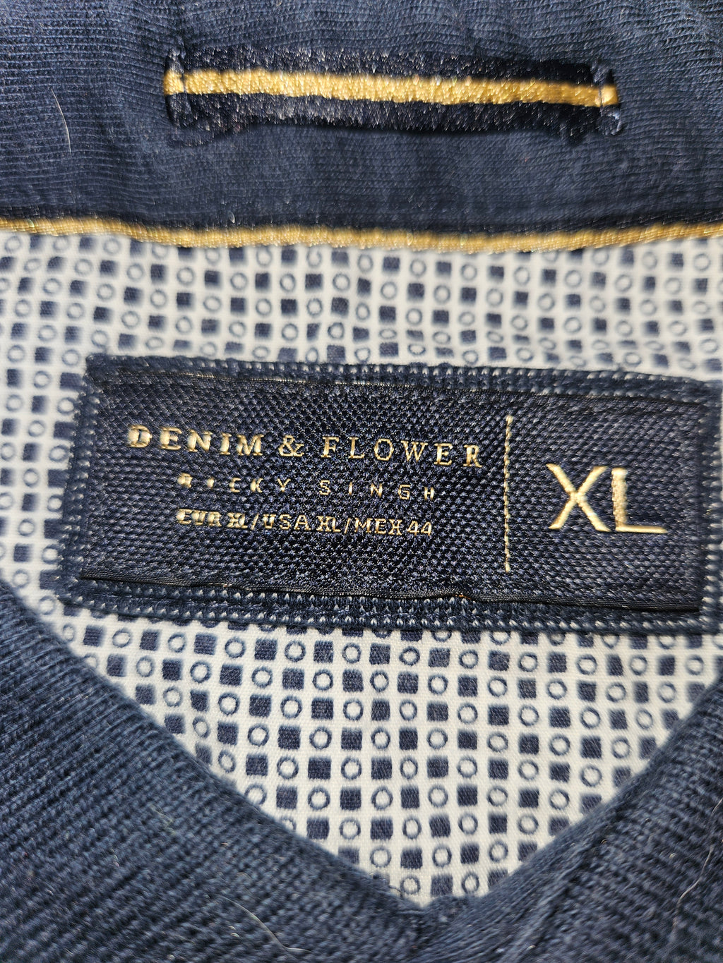 Denim & Flower Navy Blue Polo Shirt Sz XL