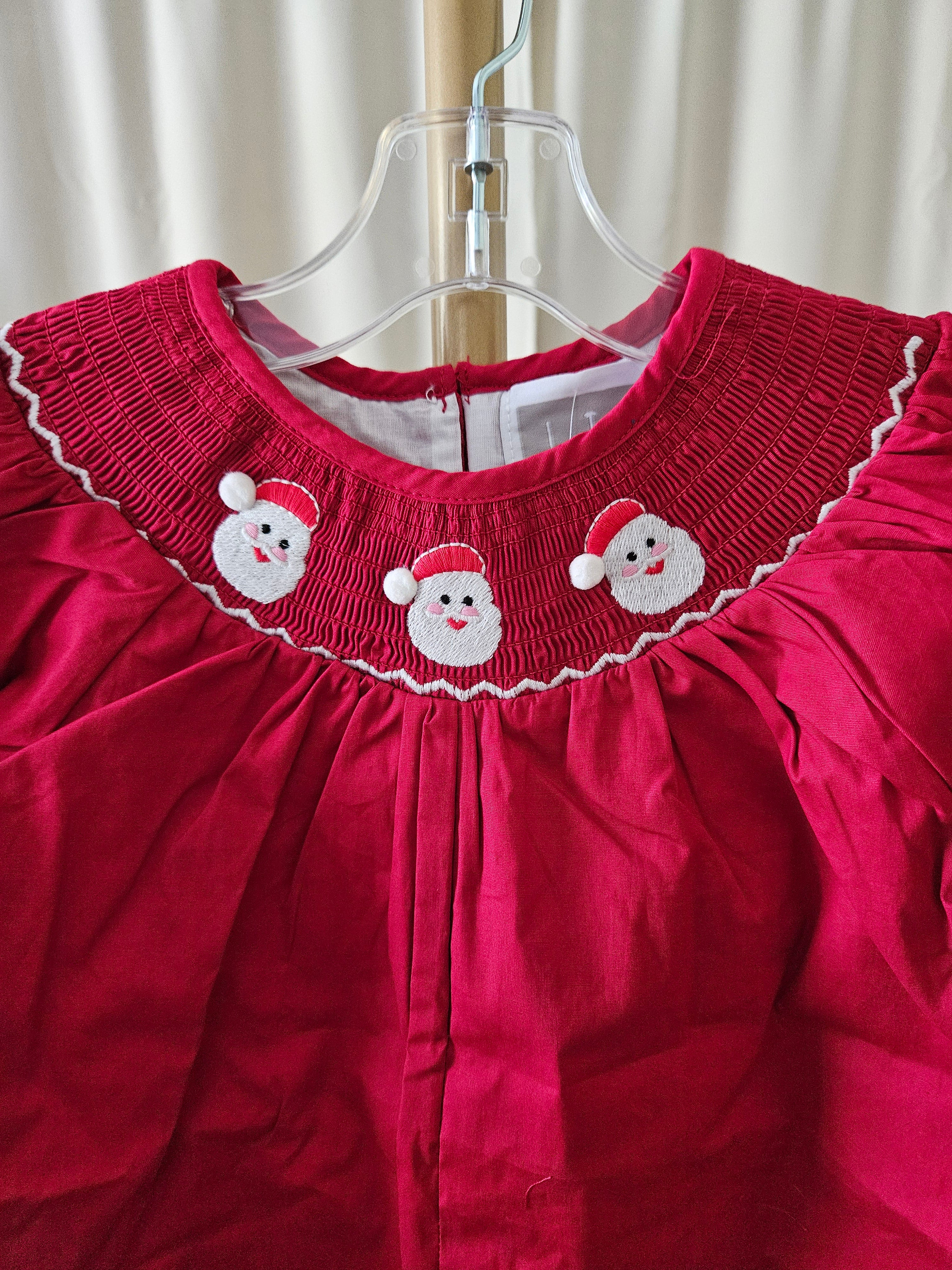 Lil Cactus Red Bubble with Smocked Jolly Old St. Nick
