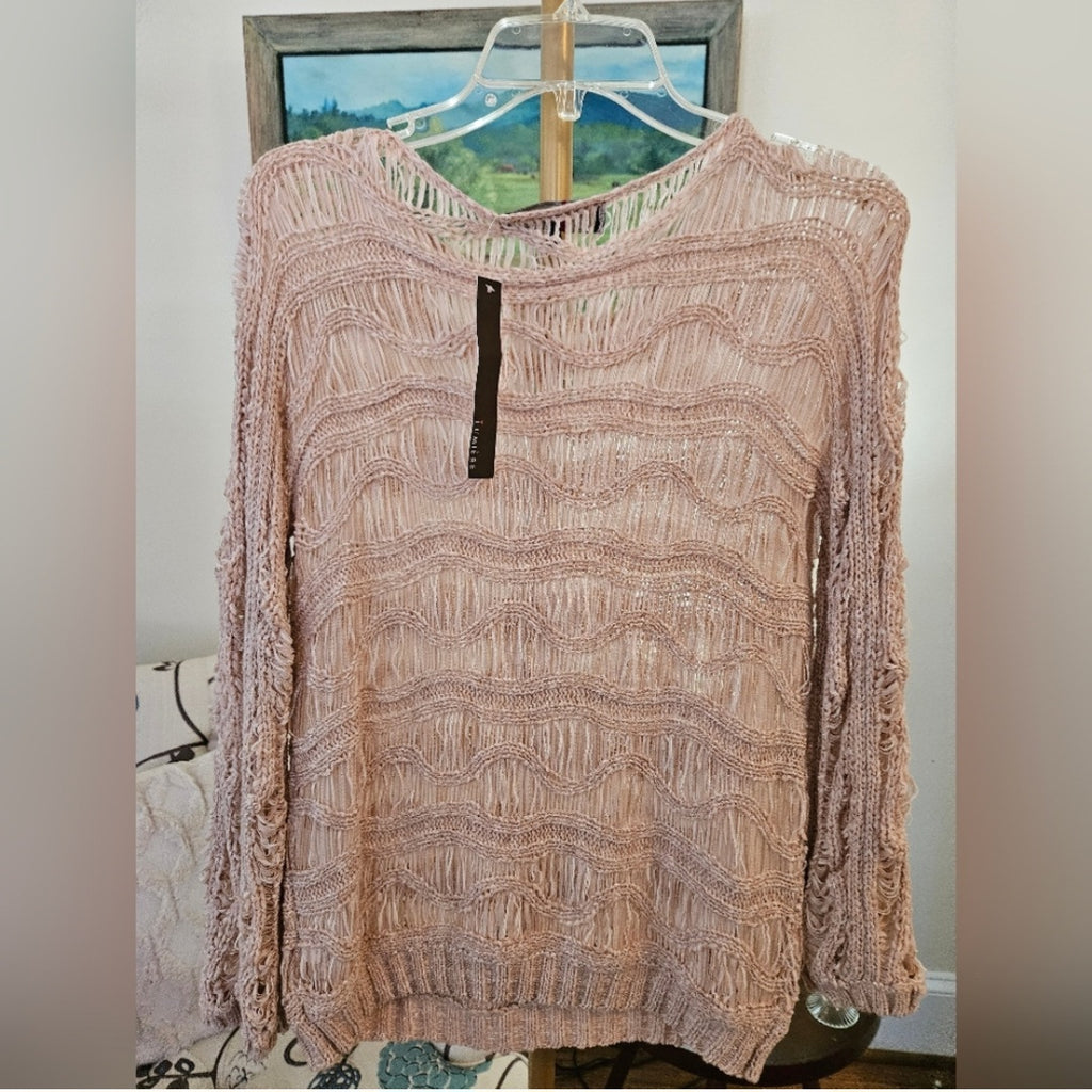 NWT Lumiere Blush Knit Ribbon Sweater Sz Sm