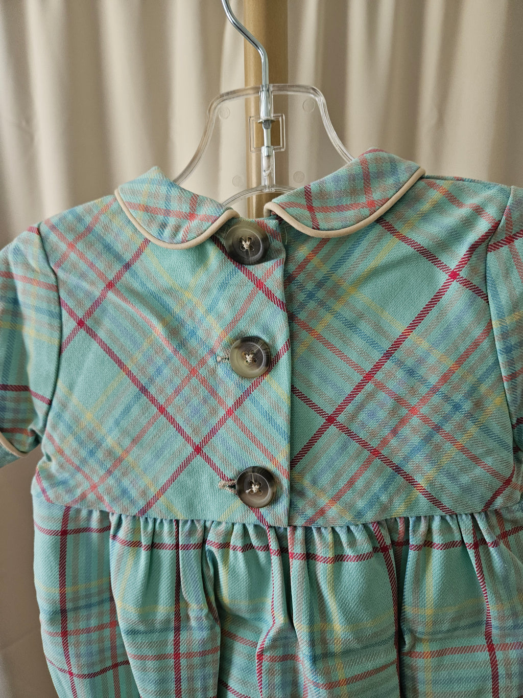 The Beaufort Bonnet Company Green Plaid Bubble with Peter Pan Collar