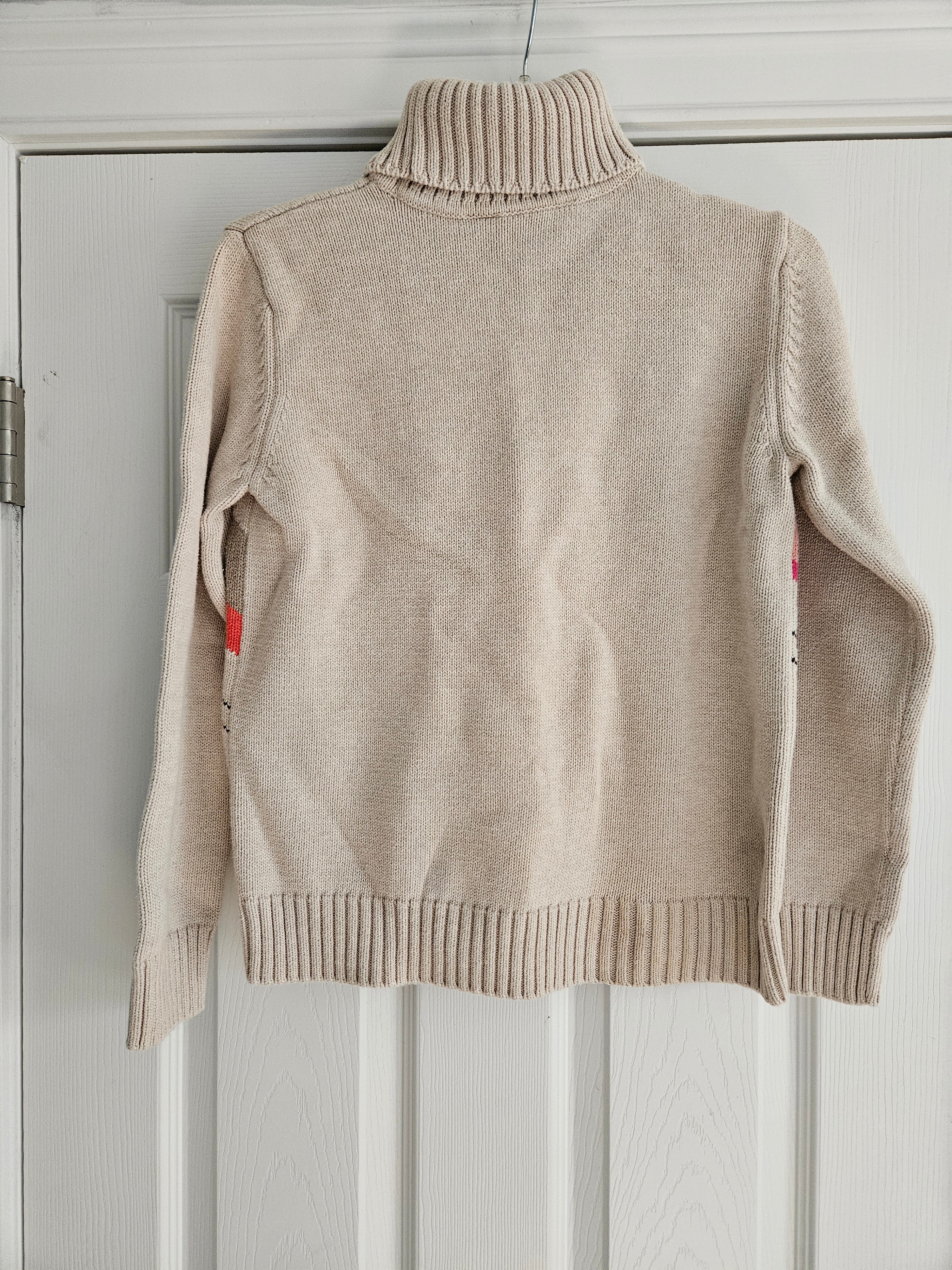 Liz Claborne Beige Striped Turtleneck Sweater Sz Sm