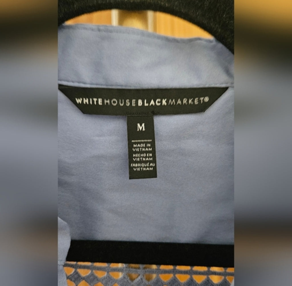 White House Black Market Longsleeve Peek-a-boo Design Button Down Blouse Size M