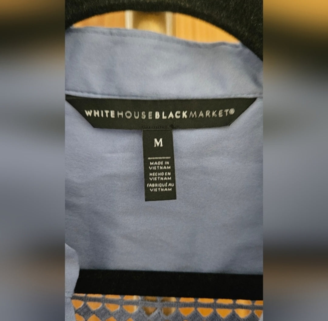 White House Black Market Longsleeve Peek-a-boo Design Button Down Blouse Size M
