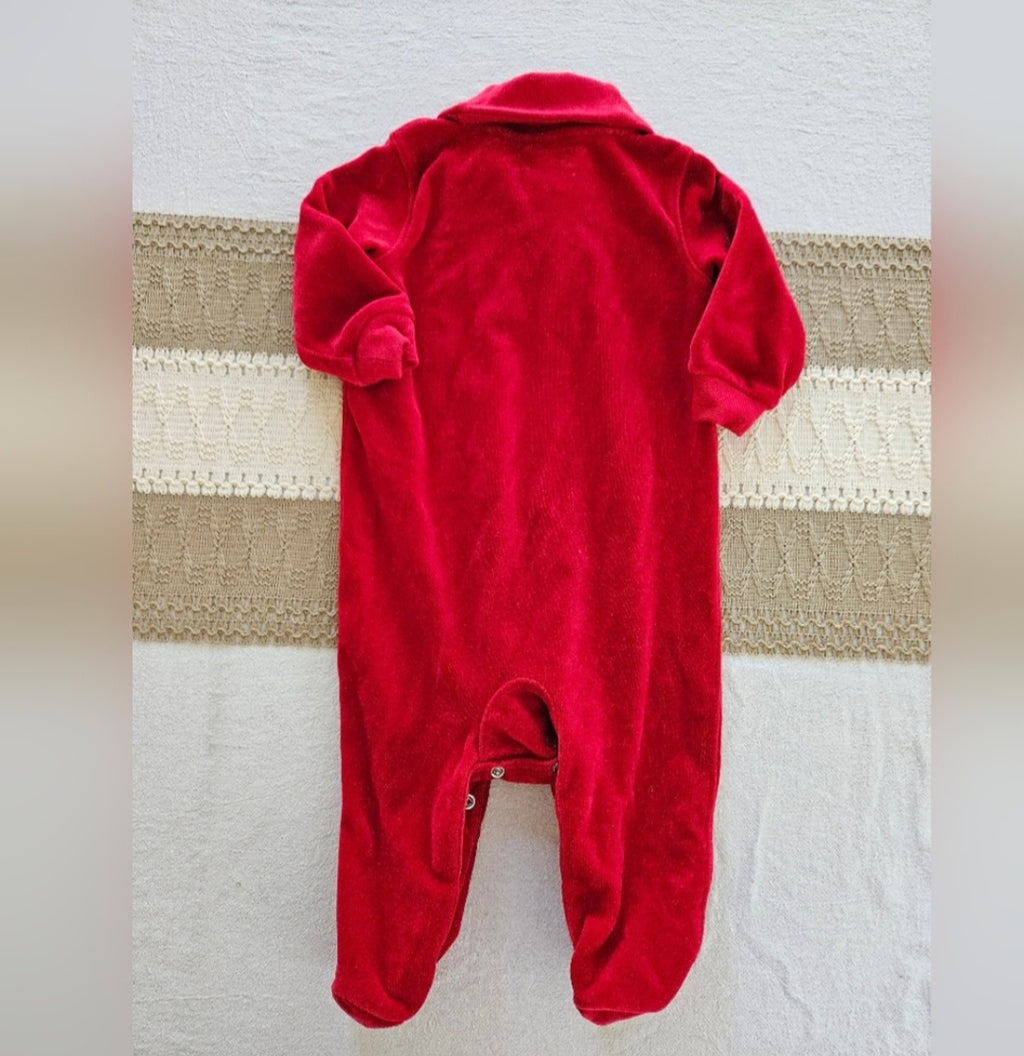 Ralph Lauren Blue Label Red Velour Kids Footie Sz 6M