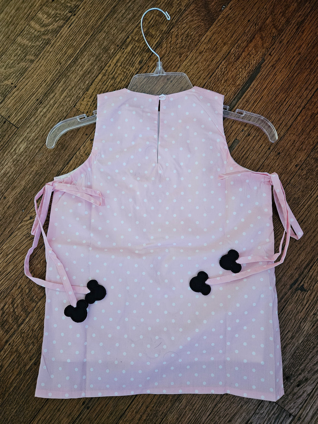The Yellow Lamb Pink Polka Dot Kids Dress with Mouse Design