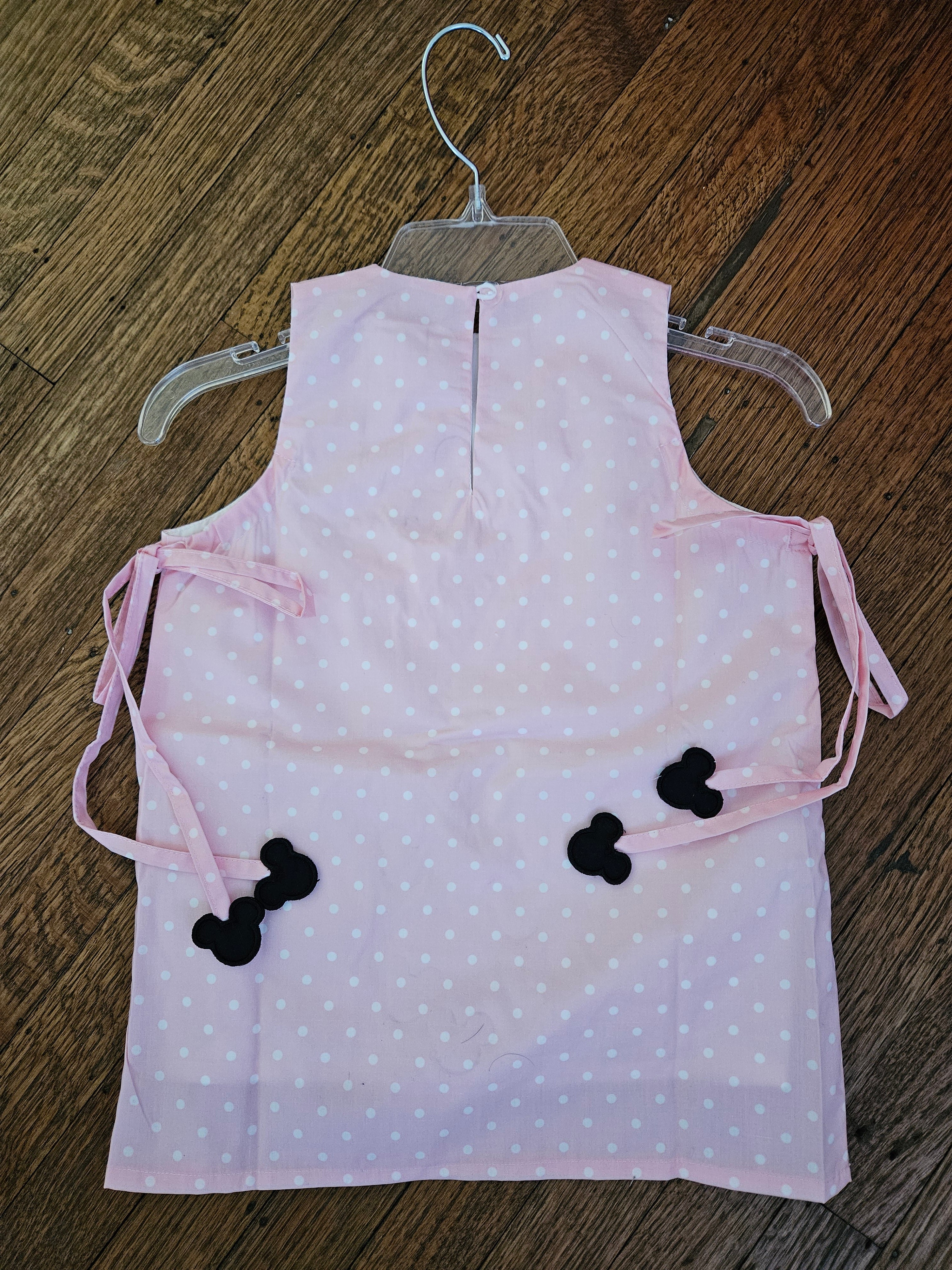 The Yellow Lamb Pink Polka Dot Kids Dress with Mouse Design