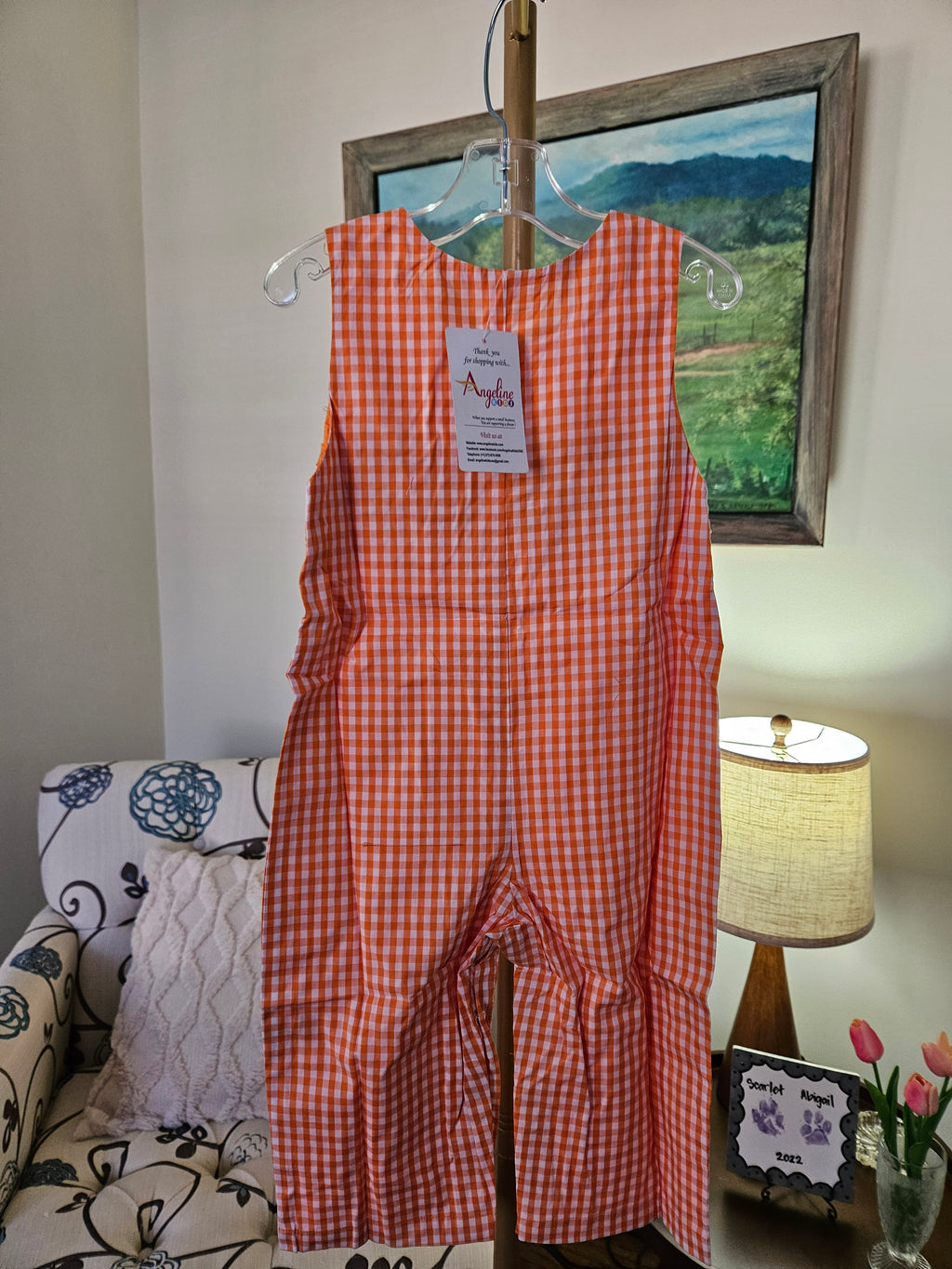 Angeline Kids Orange Gingham Halloween Mickey Jon-Jon