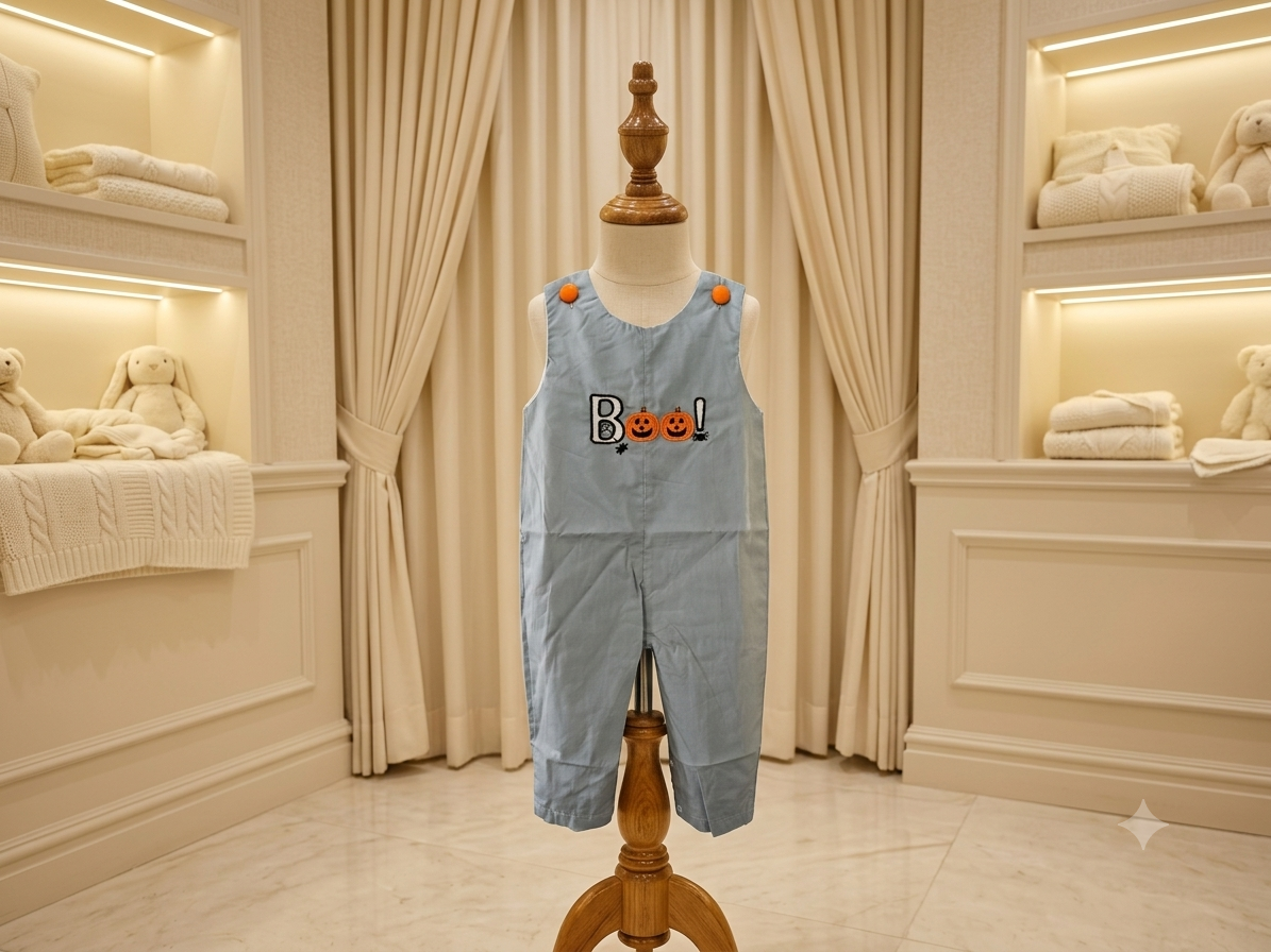 Lil Cactus Gray Blue Appliquéd Boo Jon Jon Halloween