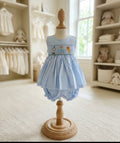 Mom & Me 24M Blue & White Polka Dot Wizard of Oz Smocked 2pc Set