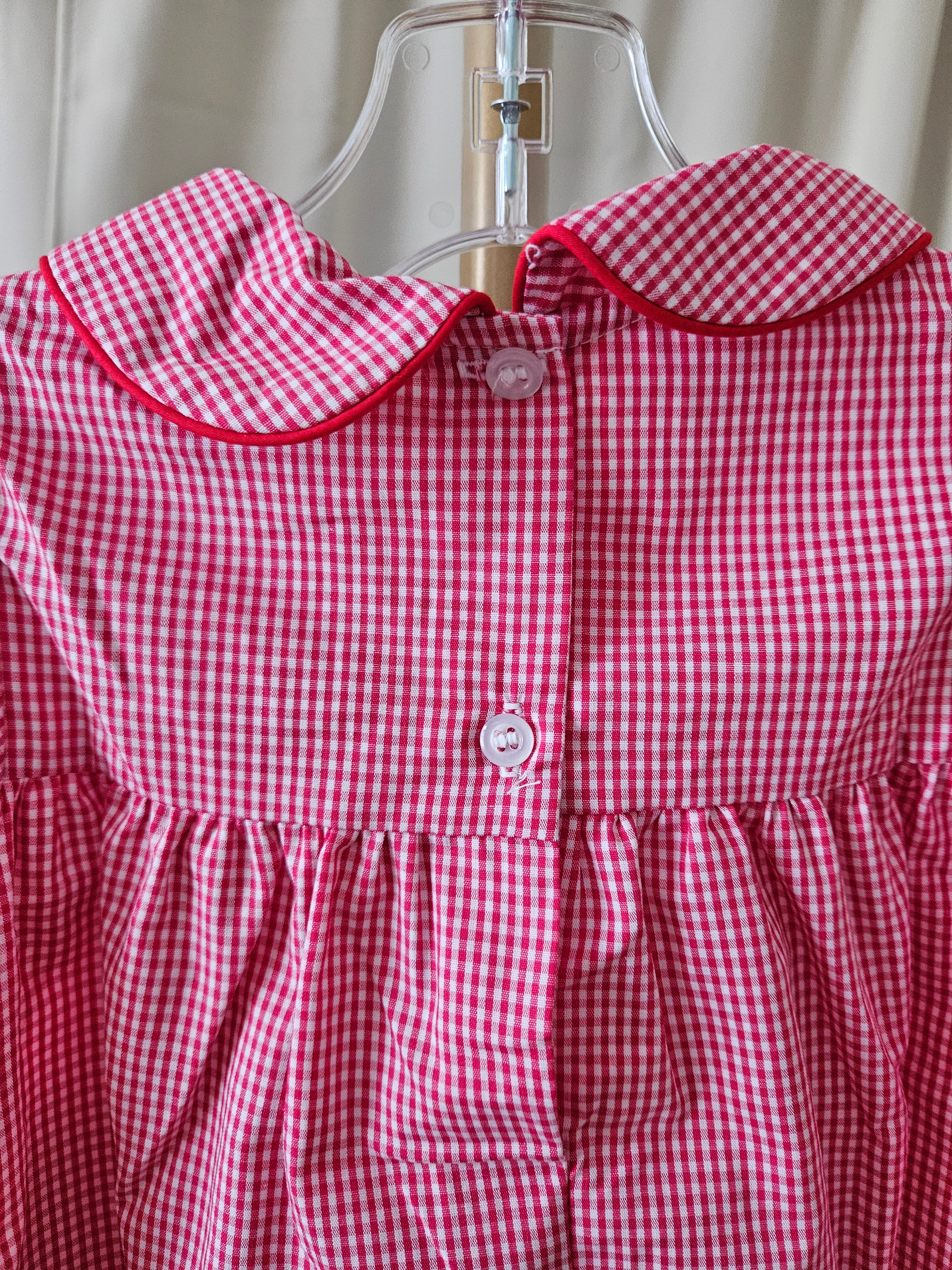 Baby Blessings Embroidered Santa Gingham Dress