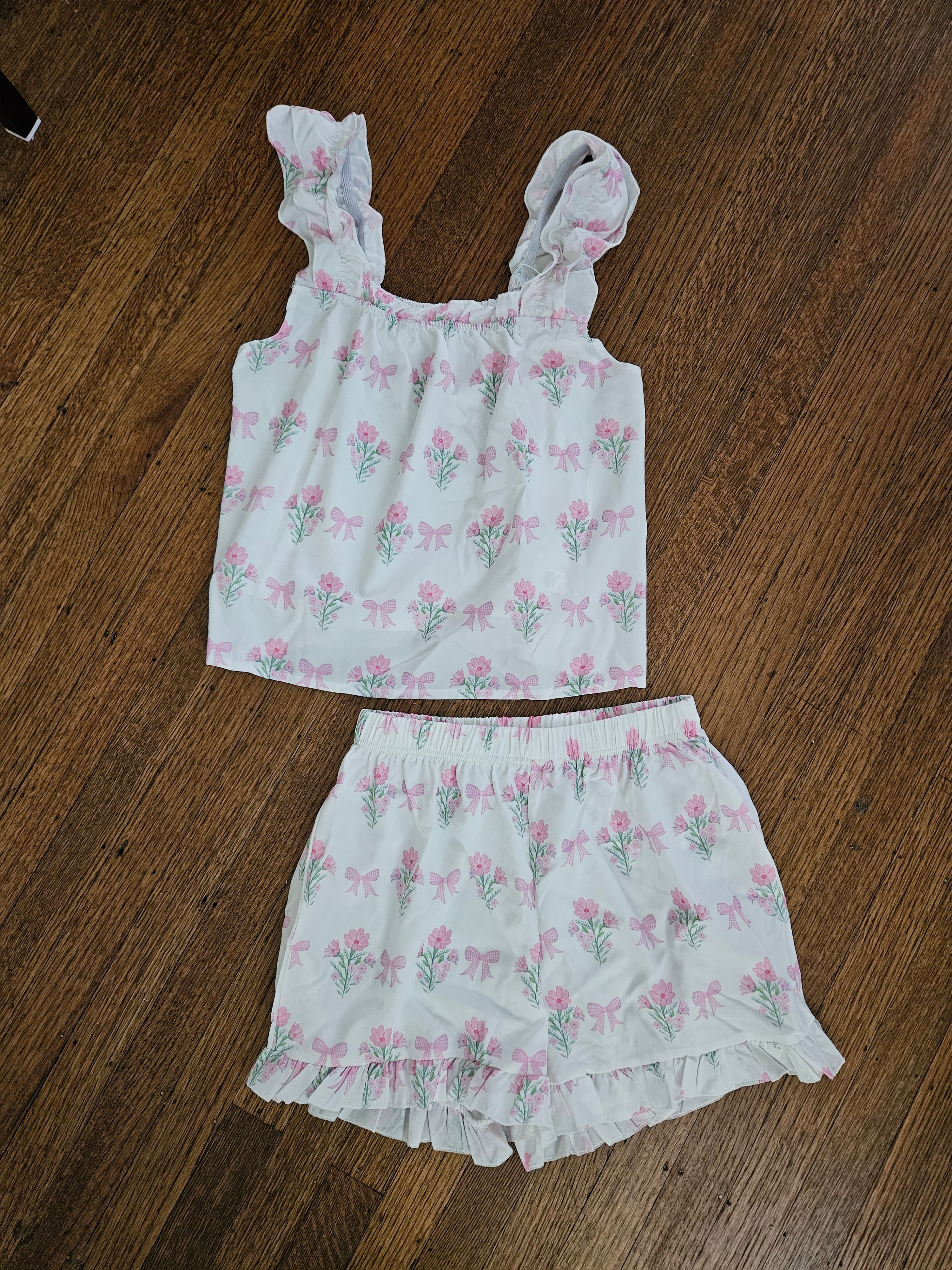 Floral & Ribbon Bow Print 2PC Set by Rosa Clothing
