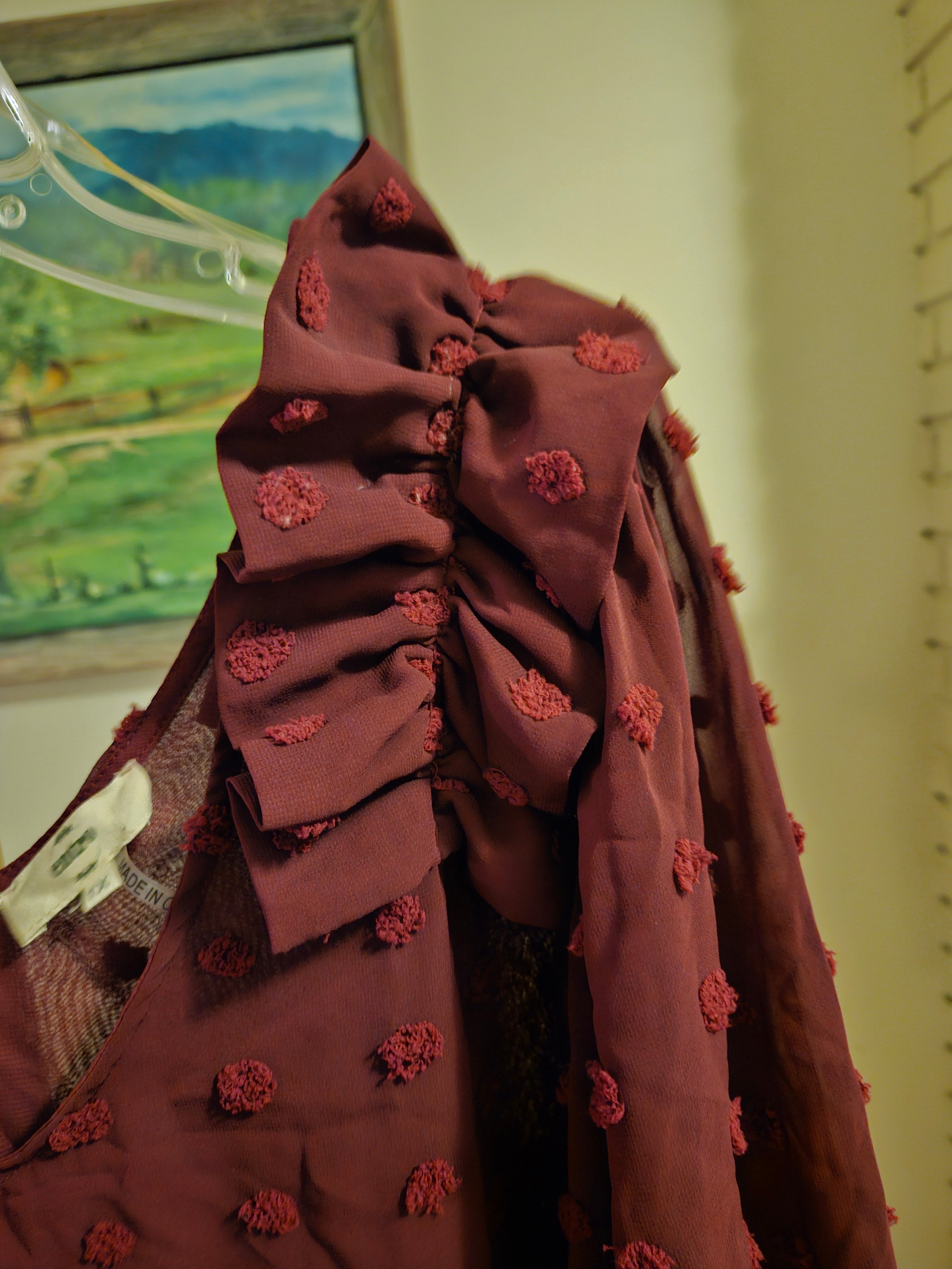 Entro Elegant Burgundy Vneck Shear Women's Top Sz 1X