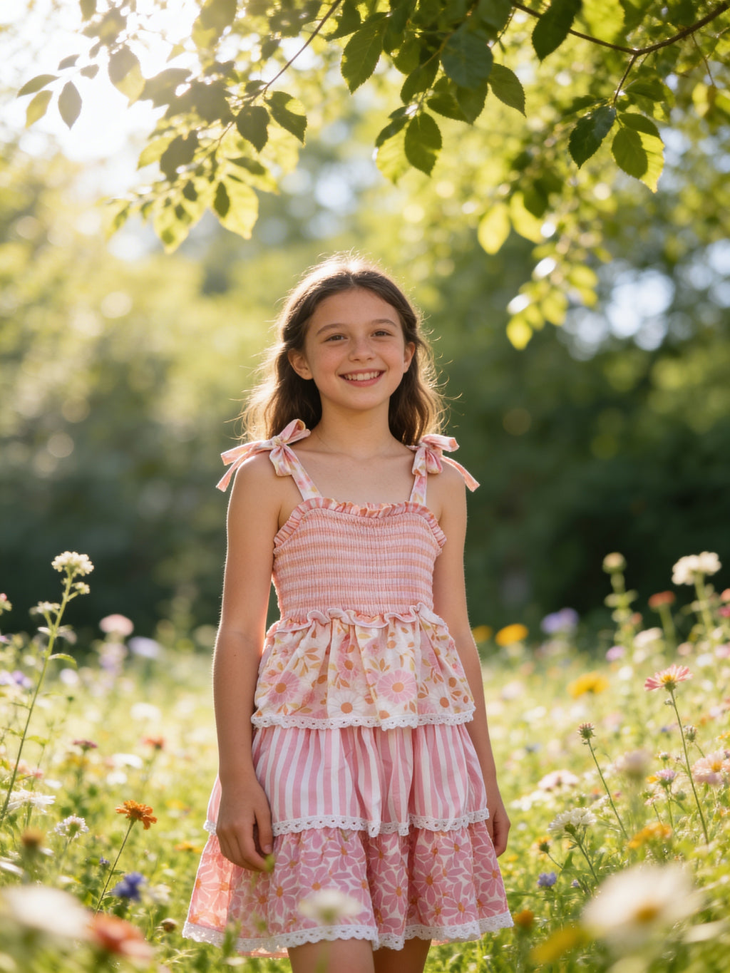 Oopsie Dasiy Anna Pink Daisy Layered Lace Dress