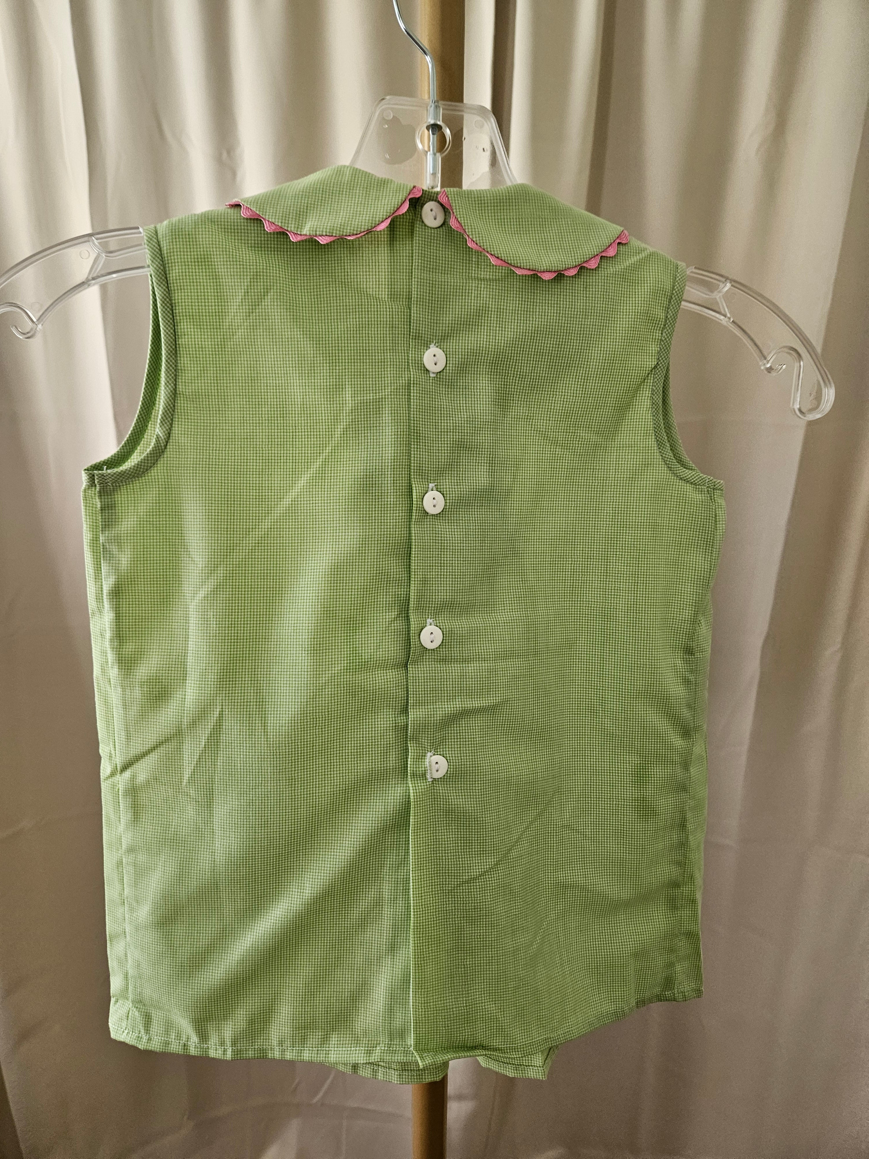 Mom & Me Green & White Micro Check Smocked Pink Poodle Swing Set Size 12M / 3T