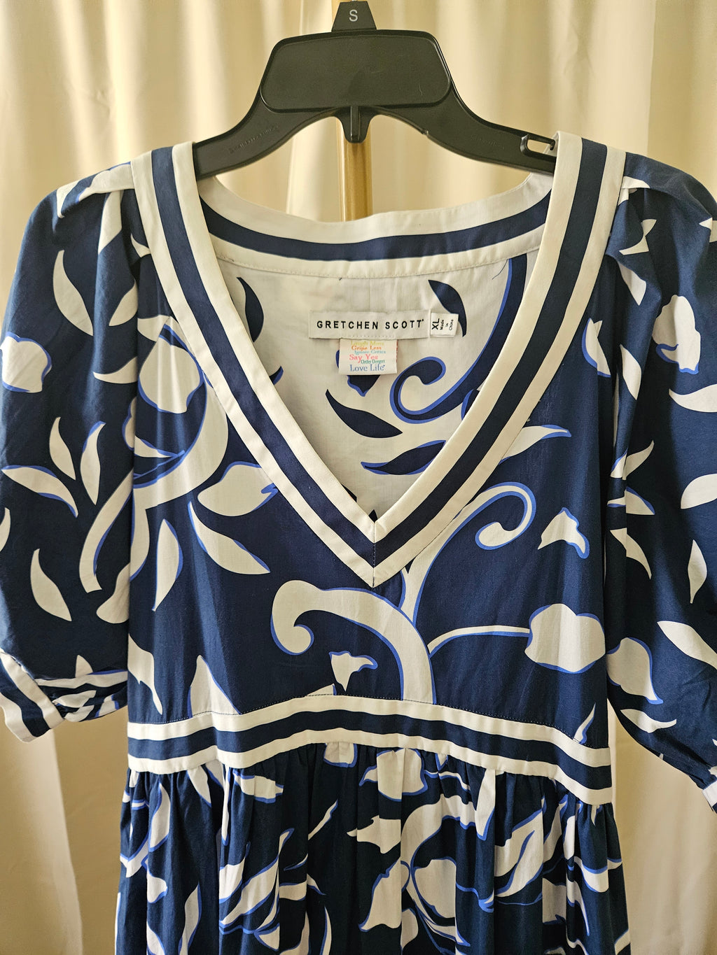Gretchen Scott Navy & White Tailored Maxi Dress Size XL