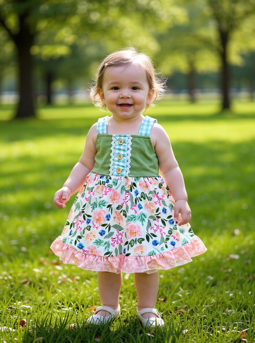 Marie Nicole Gingham Rose Garden Dress Sz 12-18M