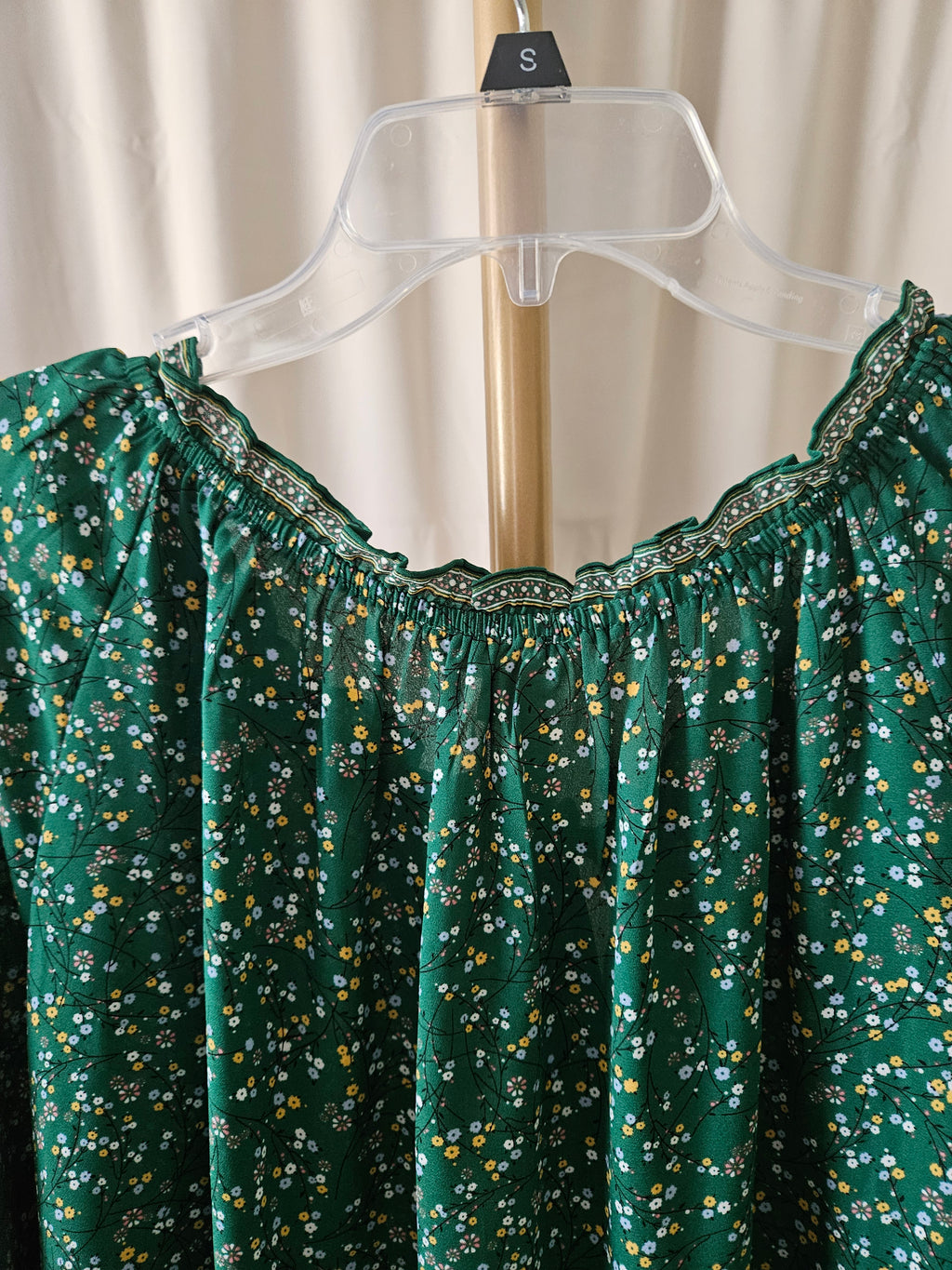 Max Studio Emerald Green Floral V-Neck Tie Blouse Size 2X