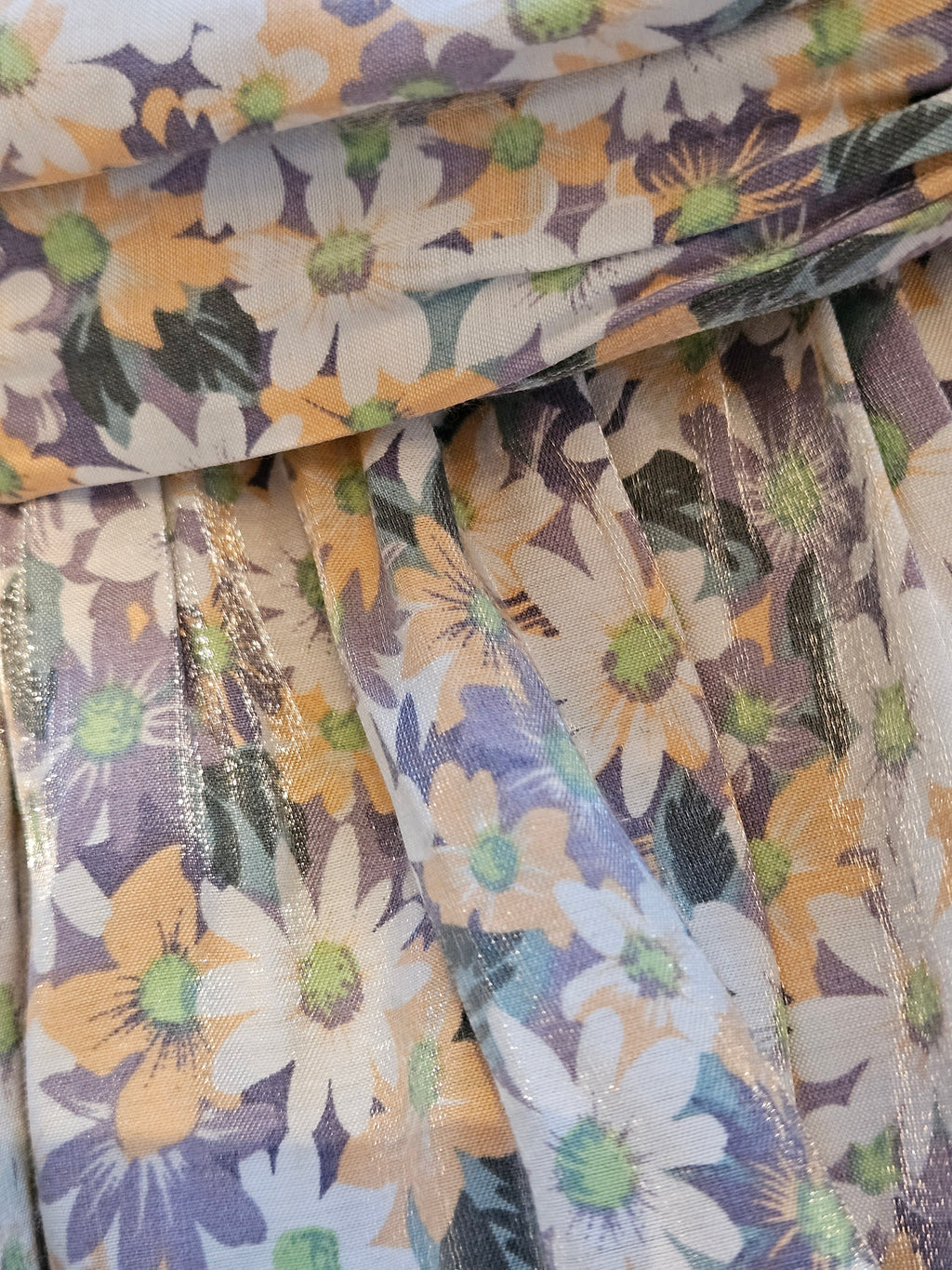 Storia Floral Blouse with Puff Sleeves & Shimmer Accent Sz Sm