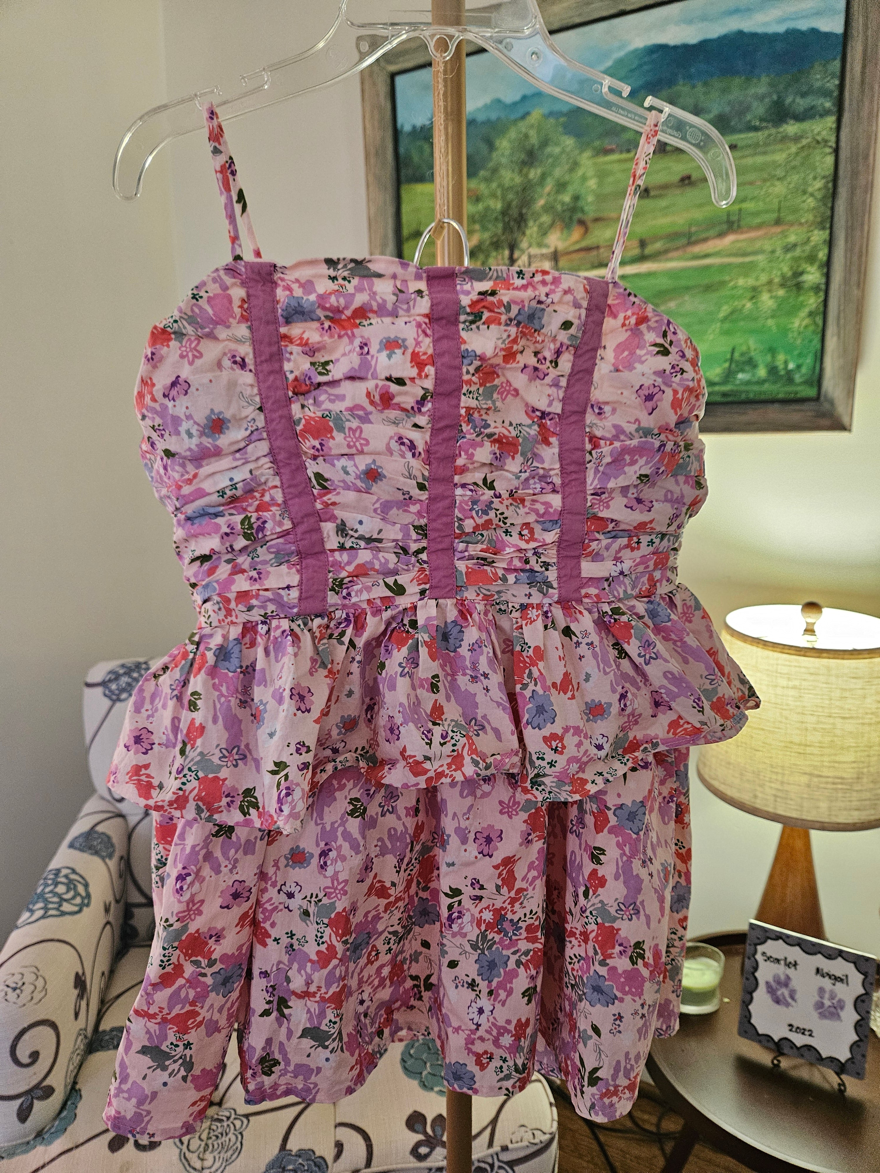 AUREUM Floral Mini Dress - Pink And Purple 2pc Sz Sm