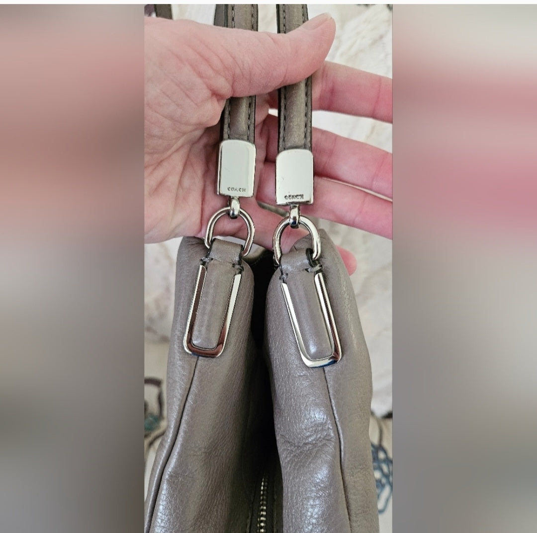 Coach Leather 3 Section Shoulder  Handbag