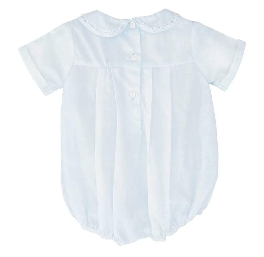 Petit Ami Light Blue Newborn Romper – Heirloom Quality