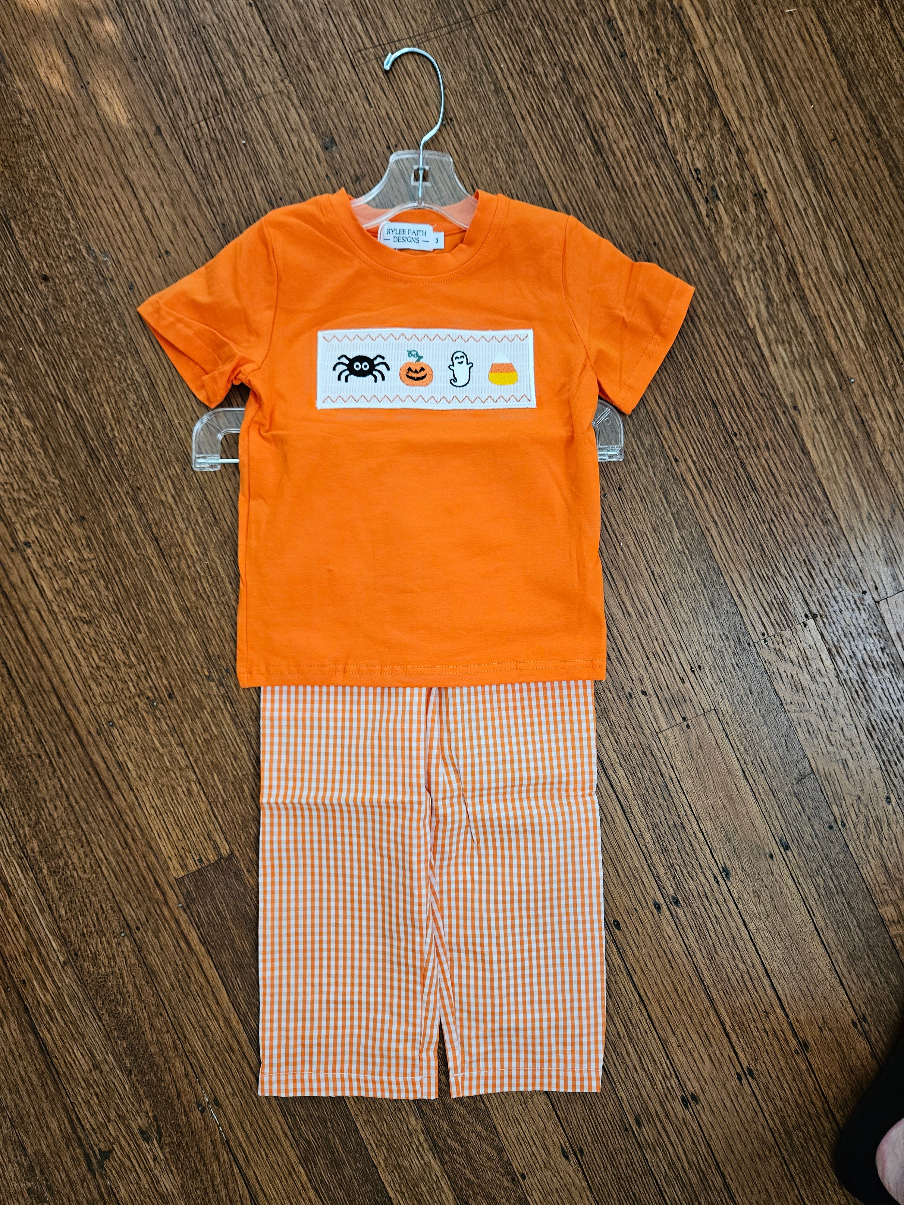 Rylee Faith Designs Boys Smocked Halloween 2-Piece Pants Set
