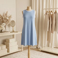 Lovesoft Sky Blue Sleeveless Swing Dress With Pockets