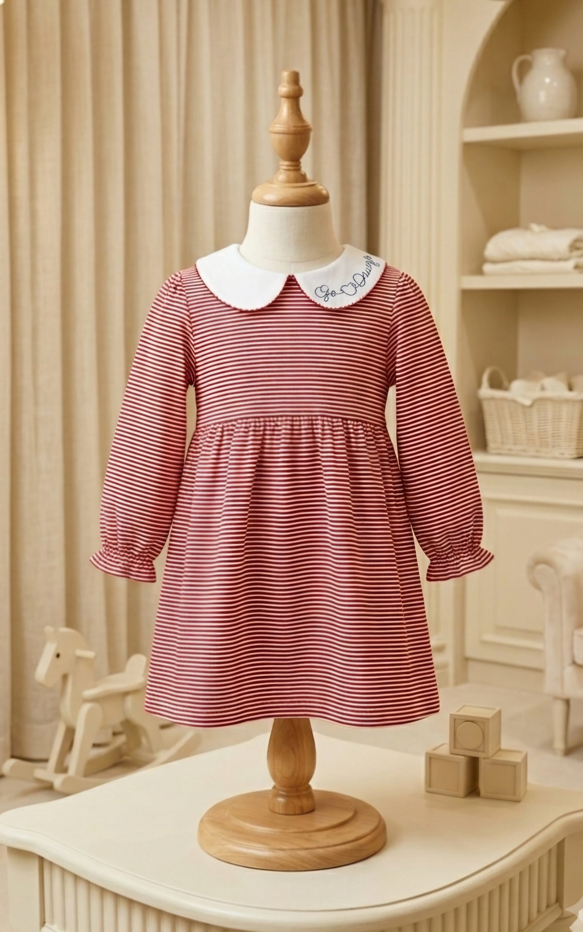 Bayou Blanks Red & White Striped Go Dawgs Dress | 12M, 2T, 4