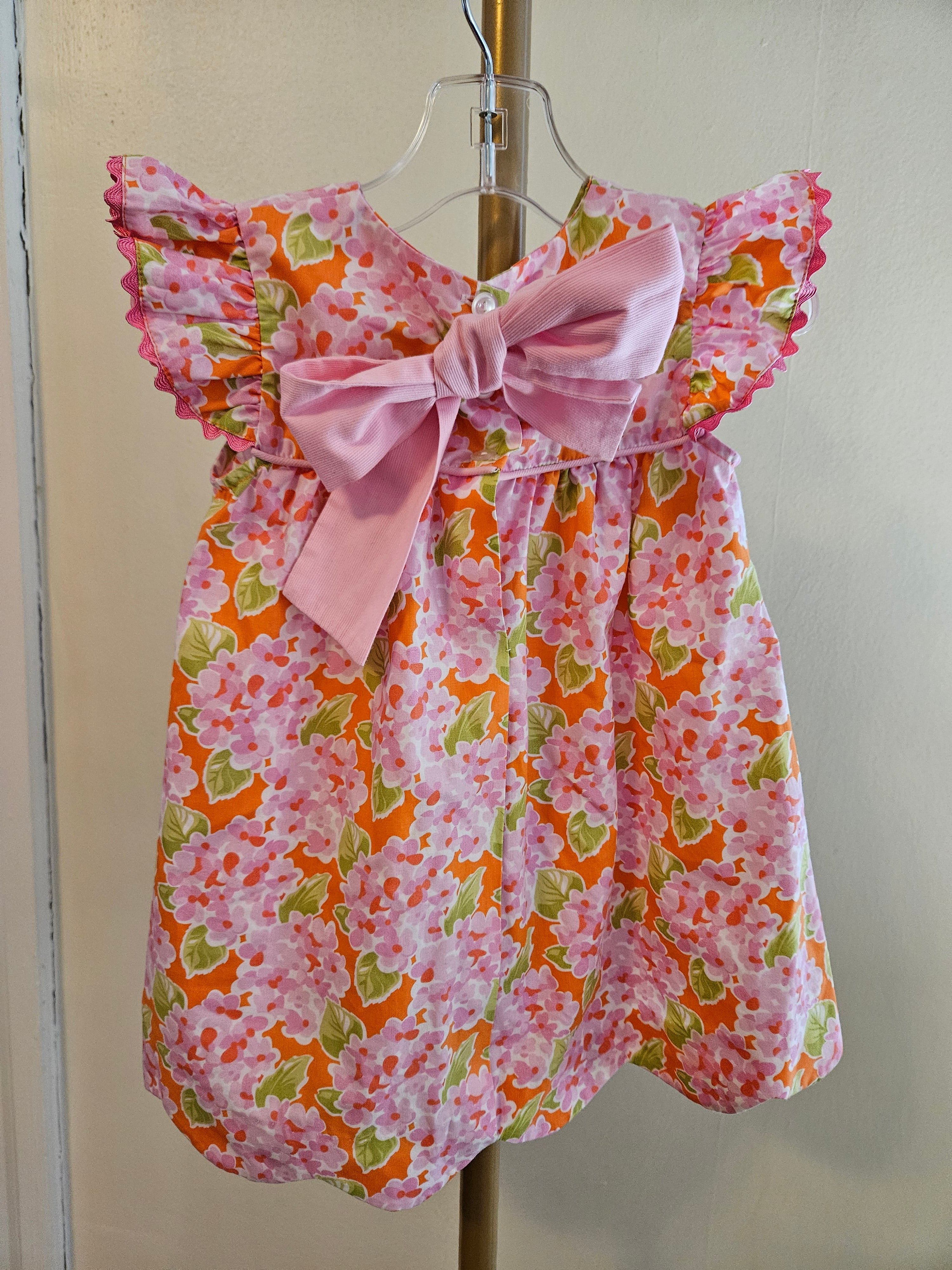 Castle & Crowns Floral Kids Dress in Pink and Orange Sz 18-24M