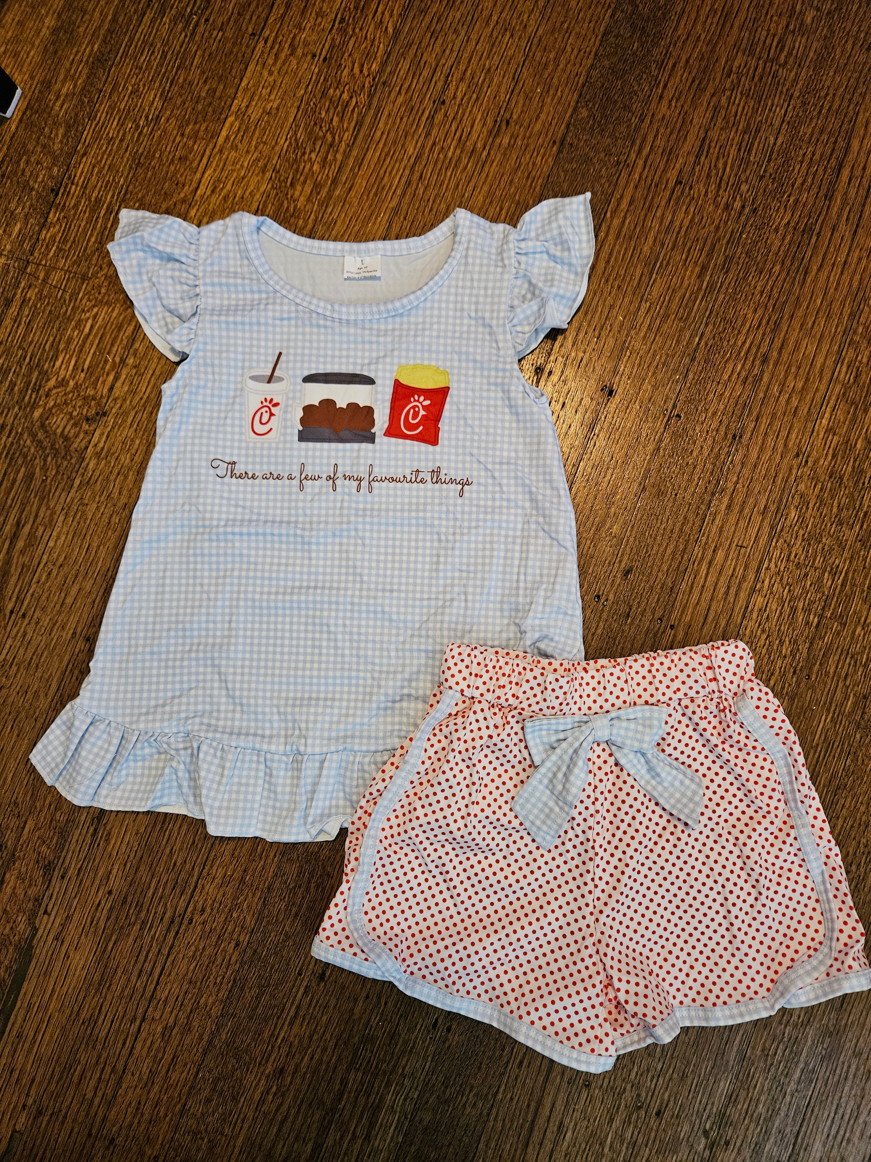 Chick-fil-A Inspired Toddler Short Set Flutter Sleeve Polka Dot Shorts NWT