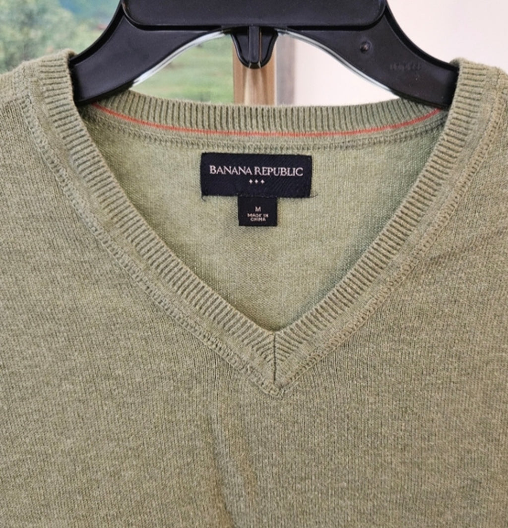 Banana Republic Men's Olive V-Neck Sweater Sz Med