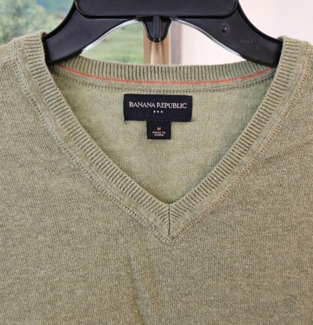 Banana Republic Men's Olive V-Neck Sweater Sz Med