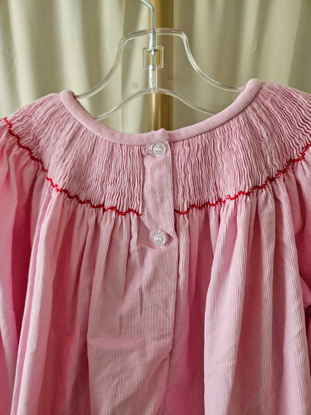 Baby Blessings Delicate Christmas Smocked Corduroy Dress